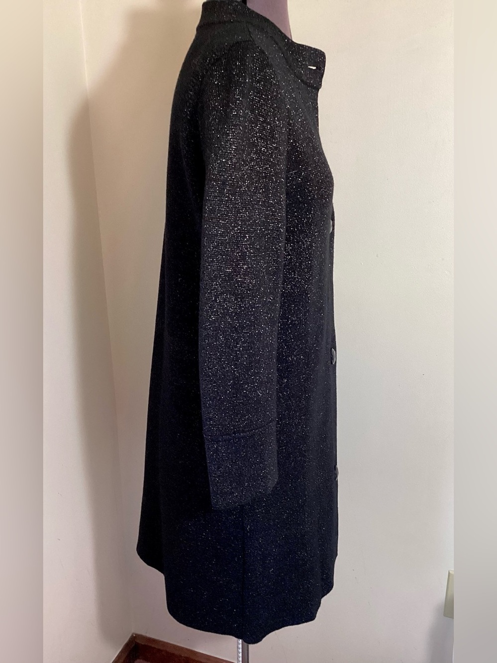 J.McLaughlin Black Metallic Knit Coatigan Size S - Picture 2 of 16